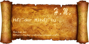 Héder Mihály névjegykártya